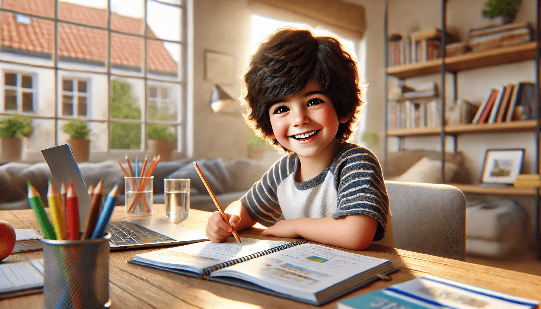 Happy child learning